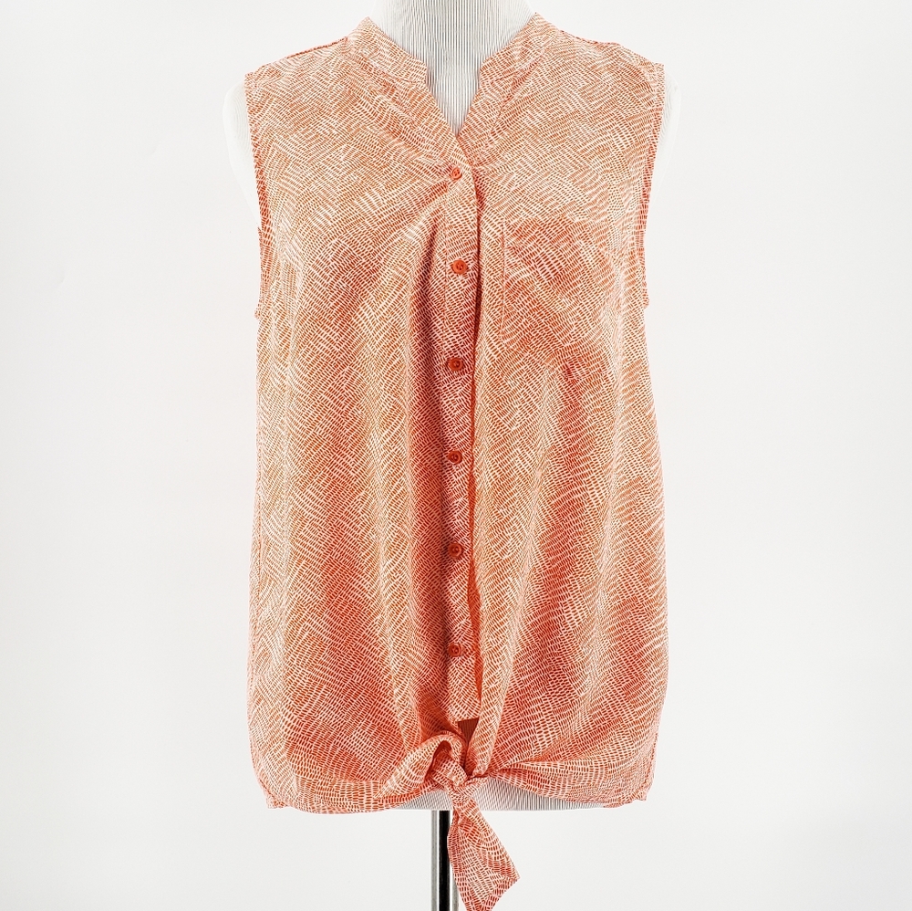 Joie Basket Weave Silk Sleeveless Blouse Orange Size XS
